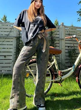 【明星同款】CRICHIE MACIE 设计感做旧水洗牛仔裤男女同款