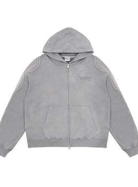 【官方正品】Vandythepink 灰色骑士拉链连帽开衫外套 男女同款