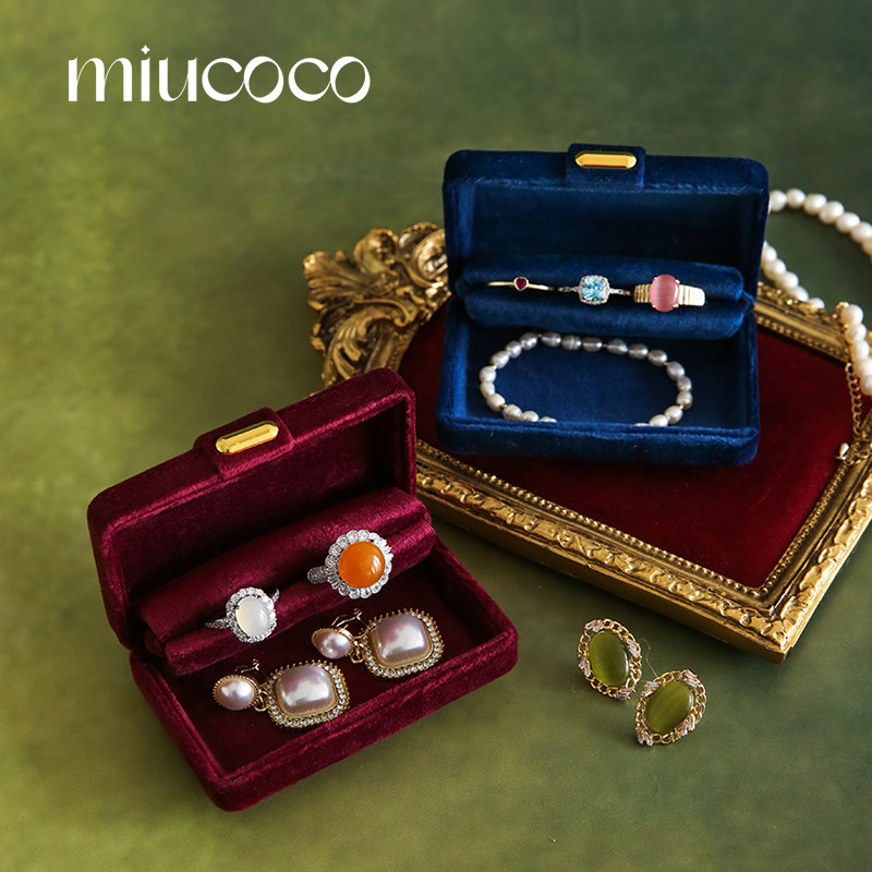 丝绒迷你戒指盒高档精致旅行外出耳环耳钉饰品收纳复古便携首饰盒,收纳整理,首饰盒,淘宝优惠券,粉丝福利购,淘宝优惠卷