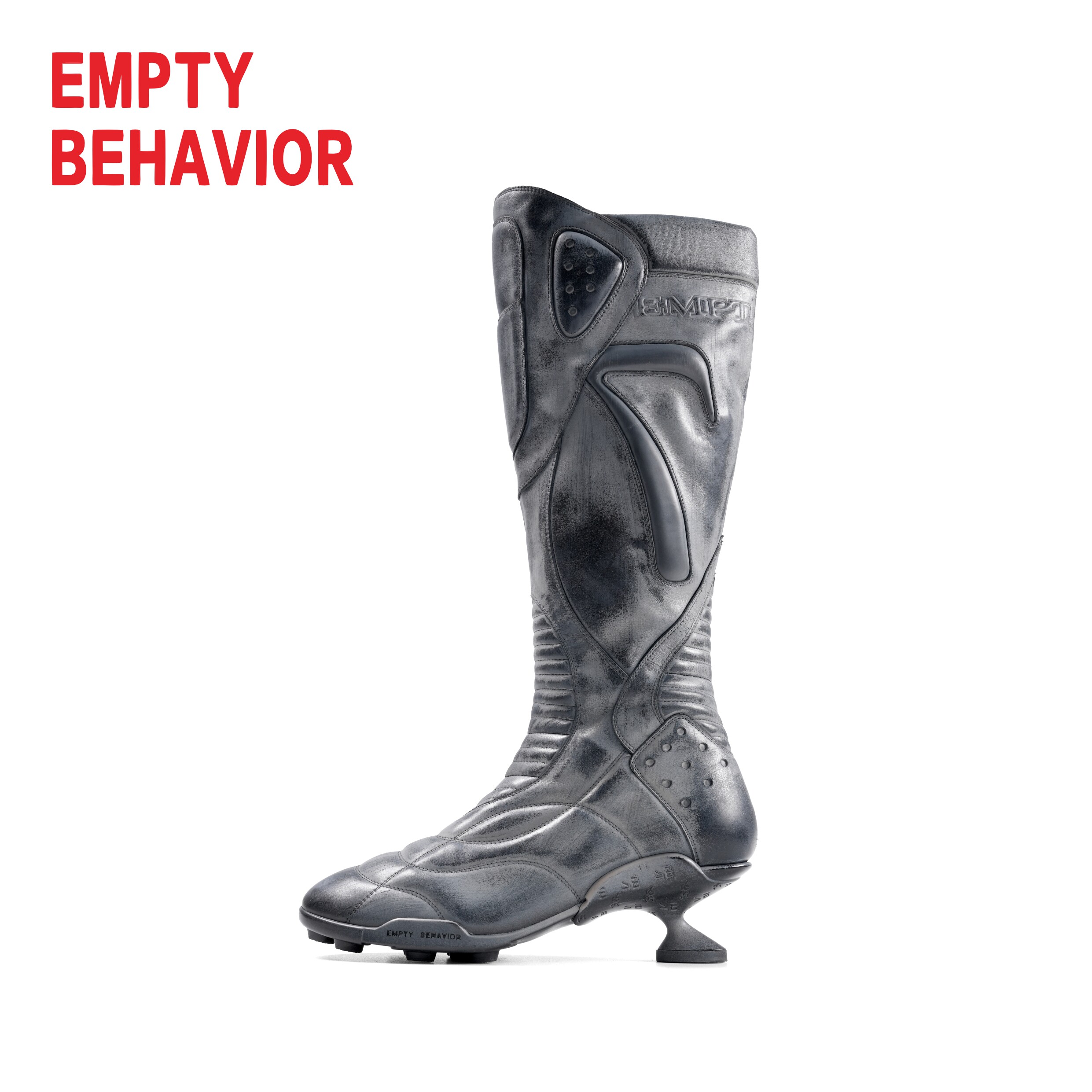 虞书欣同款·EMPTY BEHAVIOR·高跟拳击靴 做旧牛皮机车靴