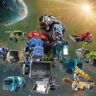 大力神搅拌大师工程车合体变形玩具霸天狂派虎机器人金刚电影模型