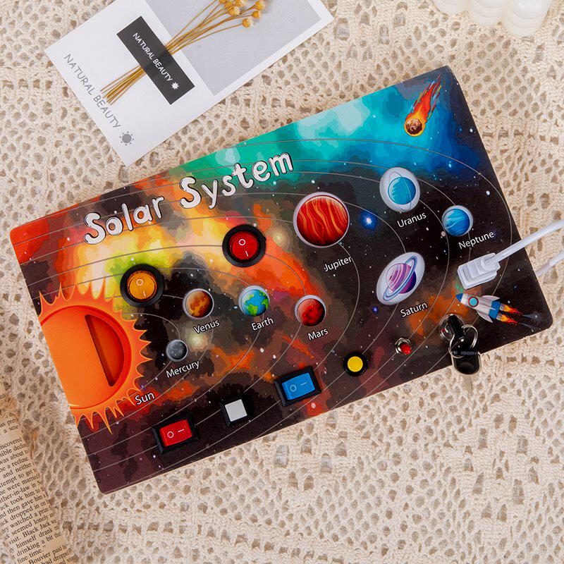 MONTESSORI EARLY EDUCATION CHILDRENS BUSY BOARD LED LUMINOUS UNLOCKING ELECTRONIC SCIENCE AND EDUCATION EDUCATIONAL CROSS-BORDER TOYS WOODEN TOYS