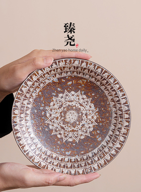 万佛鎏金壶承陶瓷干泡盘家用茶托茶壶垫茶道零配复古茶点盘储水盘