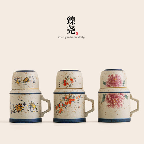 臻尧青花火石红陶瓷焖茶壶伴手礼