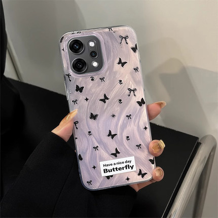 适用OPPOReno14手机保护壳Reno13蝴蝶支架12Pro新女款11创意手錬挂绳10软壳9por全包8Pro防摔7SE大孔reno6高