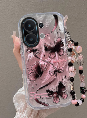 适用vivoS30手机壳S20飞舞蝴蝶S19Pro新女款S18e高级感s17带挂绳s16pro全包防摔s15e个性创意s12不会撞壳s10