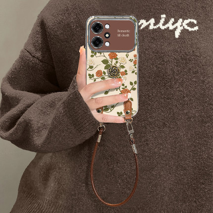适用OPPOReno14手机壳13Pro满屏玫瑰12女新款11高级感10带挂绳Reno9覆古创意8Pro全包防摔7SE小清新reno6外壳