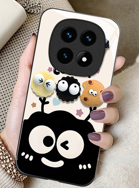 曲奇煤球适用红米note15手机壳14ProPlus高级感小众13Pro+可爱卡通12turbo新款女11/10玻璃壳rdami全包防摔