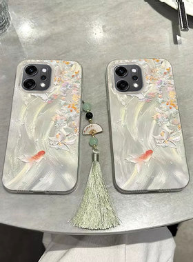 适用OPPOReno14Pro手机壳Reno13桂花锦鲤12高级感11带挂绳10超火9Pro好运reno8/7超薄大孔防摔6/5创意保护套