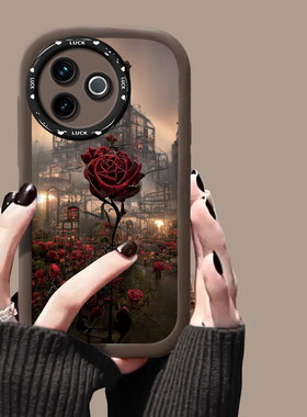 适用vivoY300i新款手机壳Y300T堡垒玫瑰y200高级感女款y100全包y78+防摔y77e硅胶y76s个性创意y55s复古风y35+