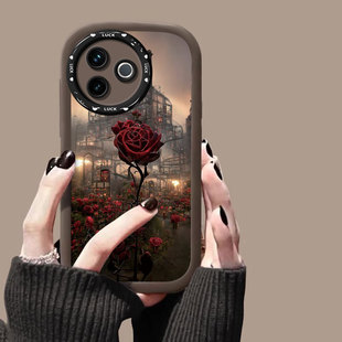 创意y55s复古风y35 适用vivoY300i新款 防摔y77e硅胶y76s个性 y100全包y78 手机壳Y300T堡垒玫瑰y200高级感女款