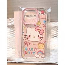 大脸凯蒂猫适用苹果16Promax新款手机壳iPhone15少女心14plus高级感13全包边12防摔11透明8P散热7/6超薄x软壳
