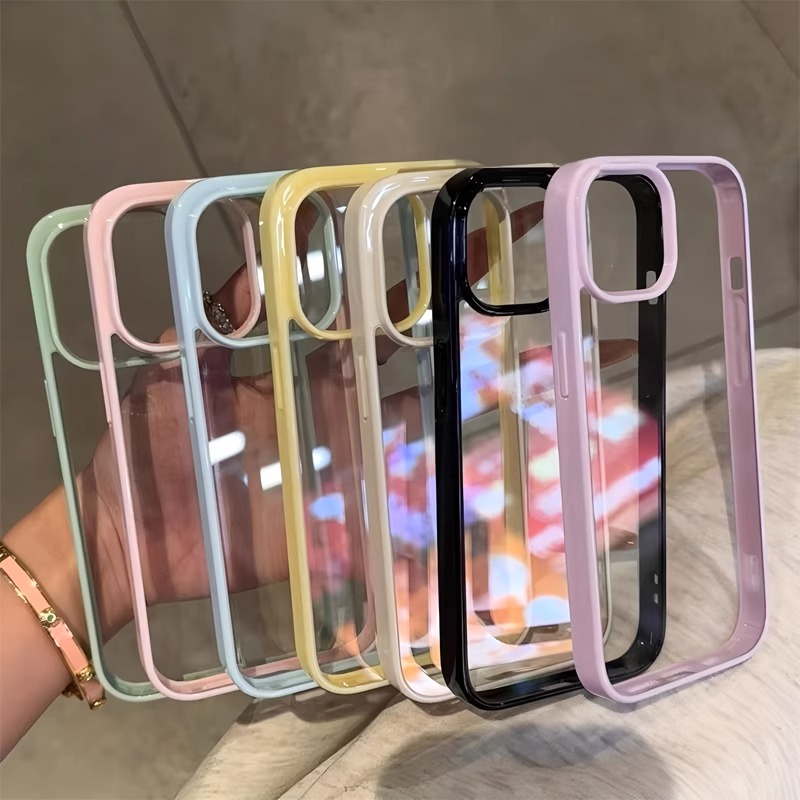 适用苹果16Promax手机壳iPhone15彩色亚克力14Pro大孔防摔13全包边12/11女新款x多巴胺xs少女心8plus时尚爆款