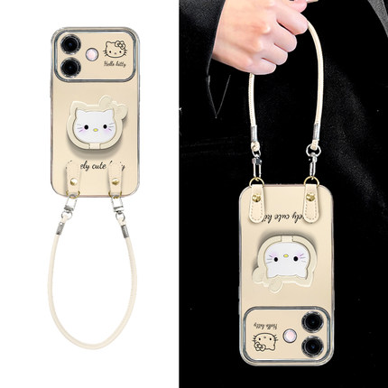 KT猫支架适用OPPOA5活力版手机壳A3i电镀大视窗A2Pro全包防摔A1新女款OPPO高级感A97带挂绳A93s网红爆款a58套