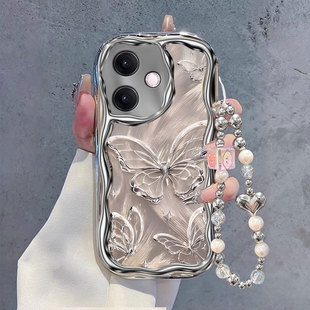 适用OPPOA5活力版 A1Pro少女心A97高级感A93电镀银A58带挂绳A57全包防摔A55不会撞壳 手机壳A3i流光蝴蝶A2M新款