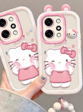 爱心KT猫适用OPPOReno14手机保护壳Reno13女新款12带手錬11立体公仔10可爱卡通reno9全包8Pro矽胶7se防摔6/5