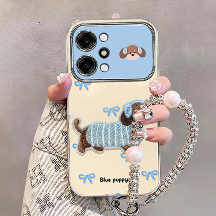 腊肠小狗适用OPPOReno14手机壳新款Reno13全包防摔12/11保护套女10Pro+带挂绳公仔reno9电镀8大视窗7可爱卡通