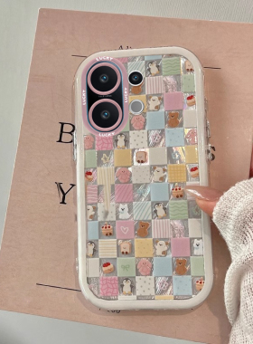 适用vivoS30手机壳S30Promini方块小动物s20新款女S19Pro泡芙壳s18e全包防摔s17不会撞壳s16高级感s15轻奢风