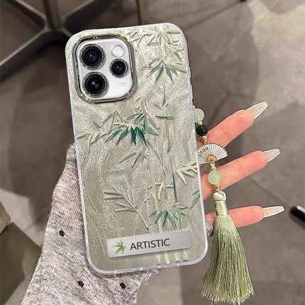 适用OPPOReno15手机壳Reno14风雅玉骨竹13Pro高级感女12新中式11国潮10外壳reno9全包防摔8/7带手链6镜头膜