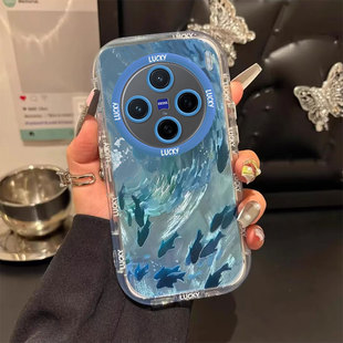 x80高级感x70轻奢风x60个性 适用vivoX200S手机壳X100ultra深海鱼群x90Pro新女款 创意x50镜面支架vivo全包防摔