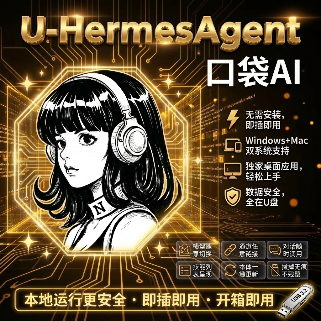 hermesAgent 满血版机器人AI 即插即用16GB U盘 办公神器