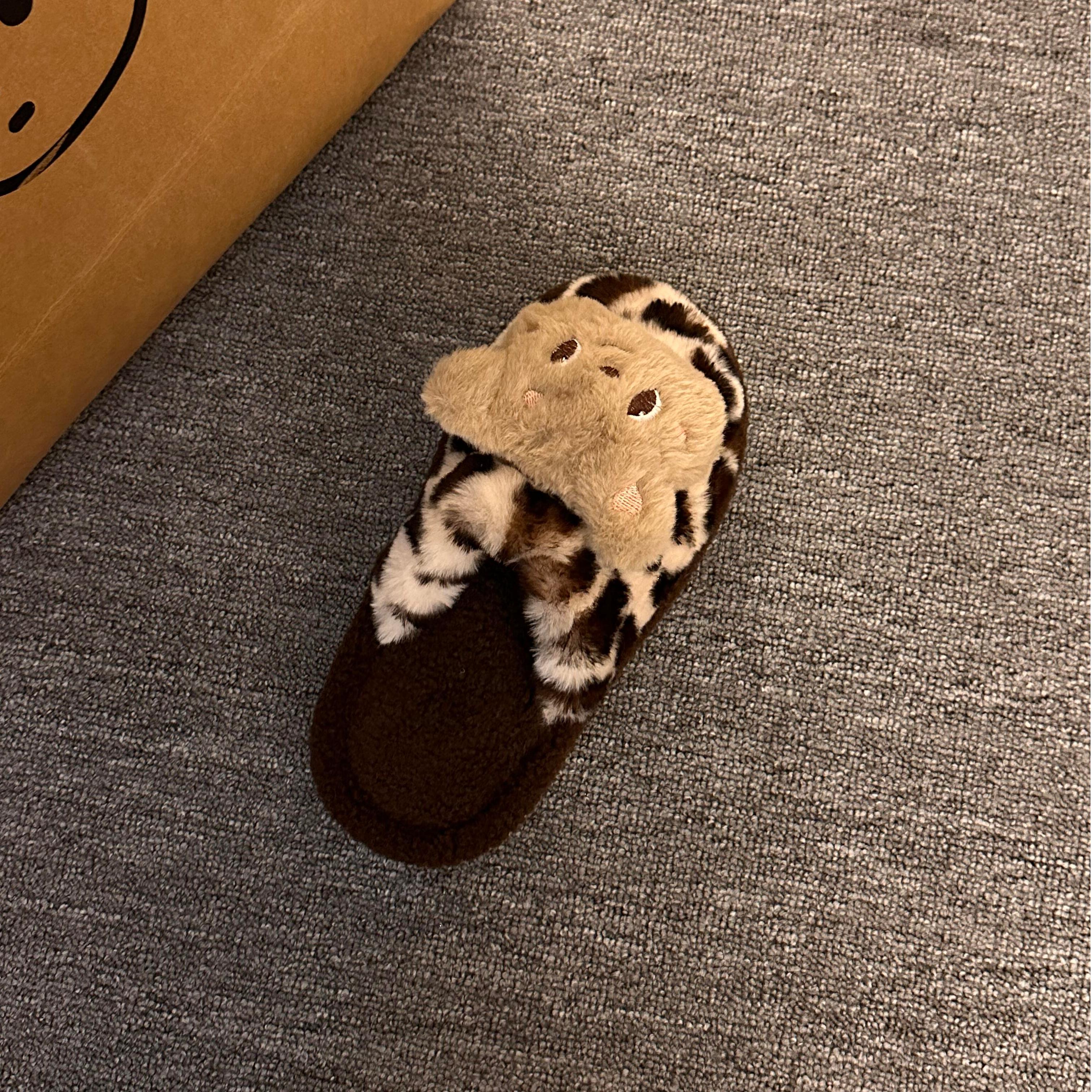 小熊棉拖鞋冬季女可爱毛毛绒拖鞋保暖防滑臭加绒家居室内2024新款