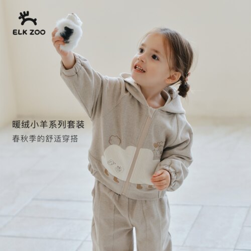 【新品】Elk Zoo儿童连帽卫衣外套卫裤两件套春秋款长袖上衣长裤