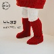 Elk Zoo婴儿红色袜子冬季 保暖加绒宝宝中筒袜男女童加厚圣诞袜