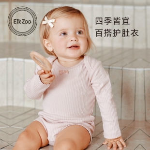 三角哈衣爬服新生儿衣服 男女宝宝长袖 Elk Zoo婴儿包屁衣春秋款