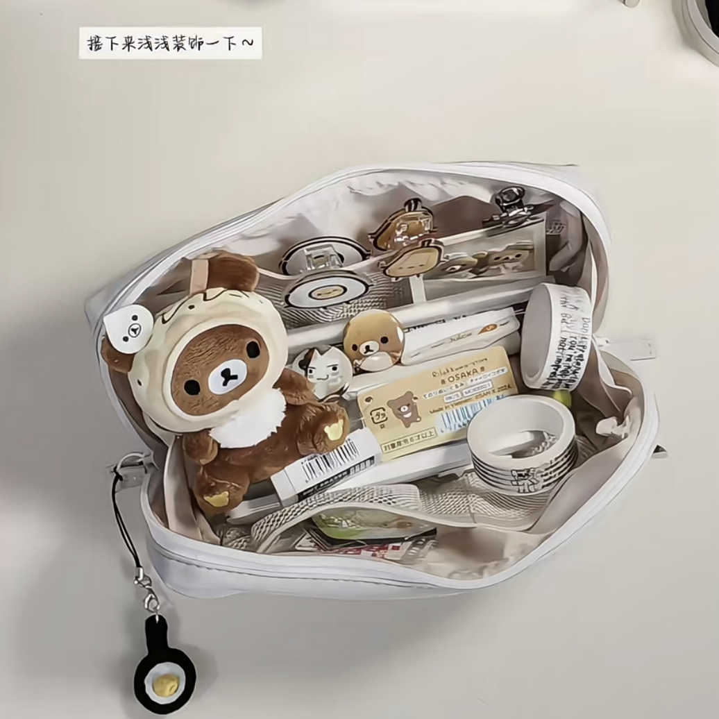 ins风灰色软乎乎面包笔袋初高中学生简约高颜值大容量铅笔文具袋