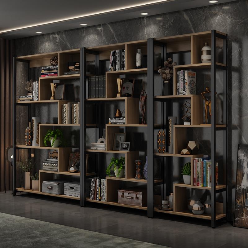 书架落地置物架多层钢木展示架儿童简约学生简易书柜轻奢收纳架子