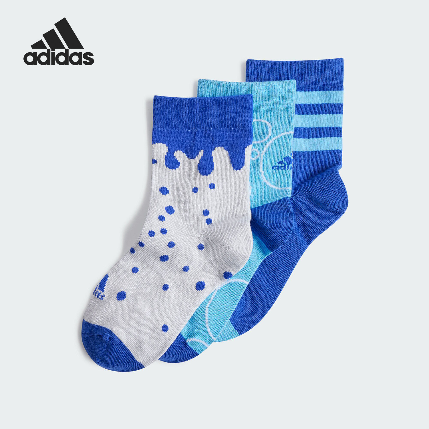 Adidas/阿迪达斯正品KIDS GRF 3PP儿童透气袜子三双装IY2672