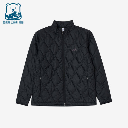 Adidas/阿迪达斯正品立领长袖棉服新款男黑色保暖棉服KD7995