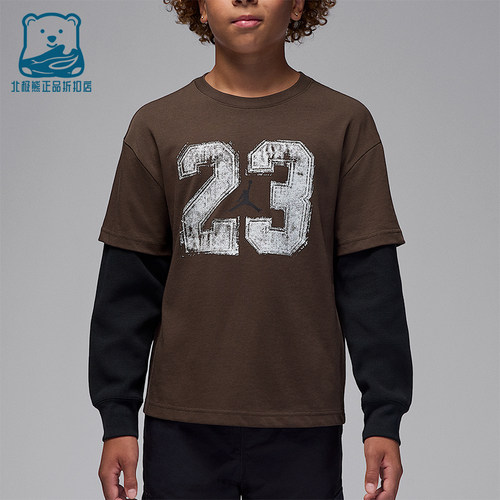 Nike/耐克正品JORDAN大童休闲假两件圆领复古时尚长袖IQ3374-237