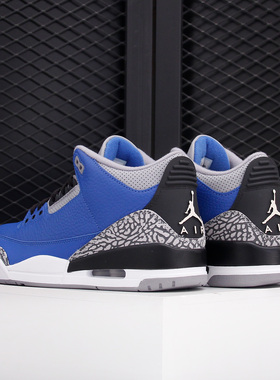 Nike/耐克正品Air Jordan 3 AJ3 爆裂纹皇家蓝水泥篮球鞋 CT8532