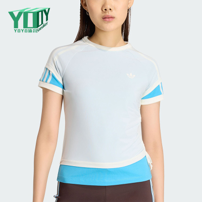 Adidas/阿迪达斯正品三叶草女士针织双层修身时尚休闲T恤KW4527