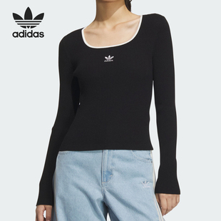 Adidas/阿迪达斯正品三叶草女士针织休闲运动紧身长袖JM8052