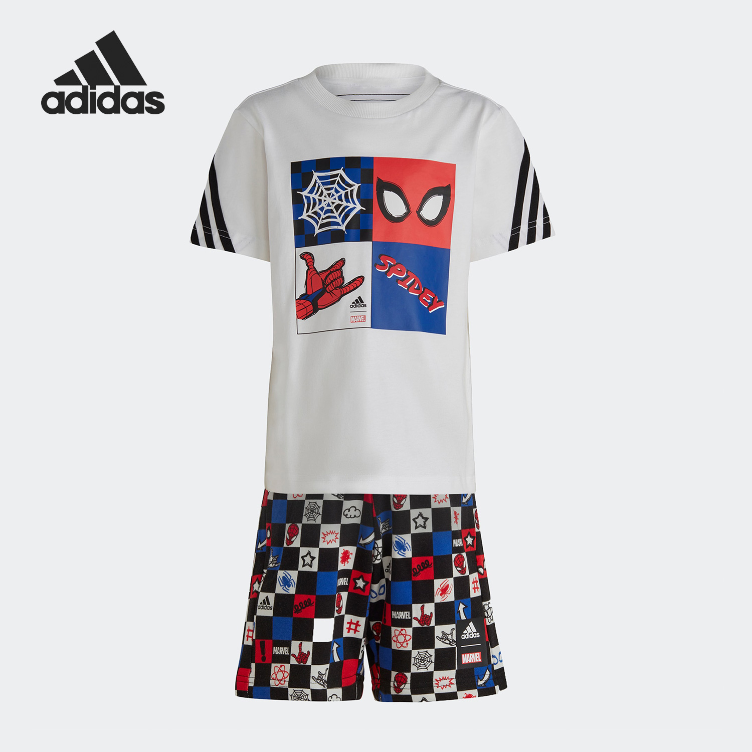 Adidas/阿迪达斯正品夏季新款小童蜘蛛侠运动短袖套装HS1139