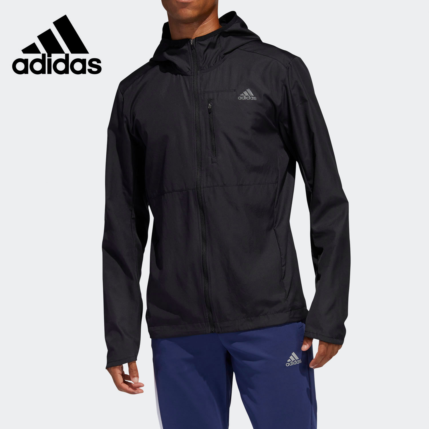 Adidas/阿迪达斯正品男子反光跑步运动连帽夹克外套 FL6964