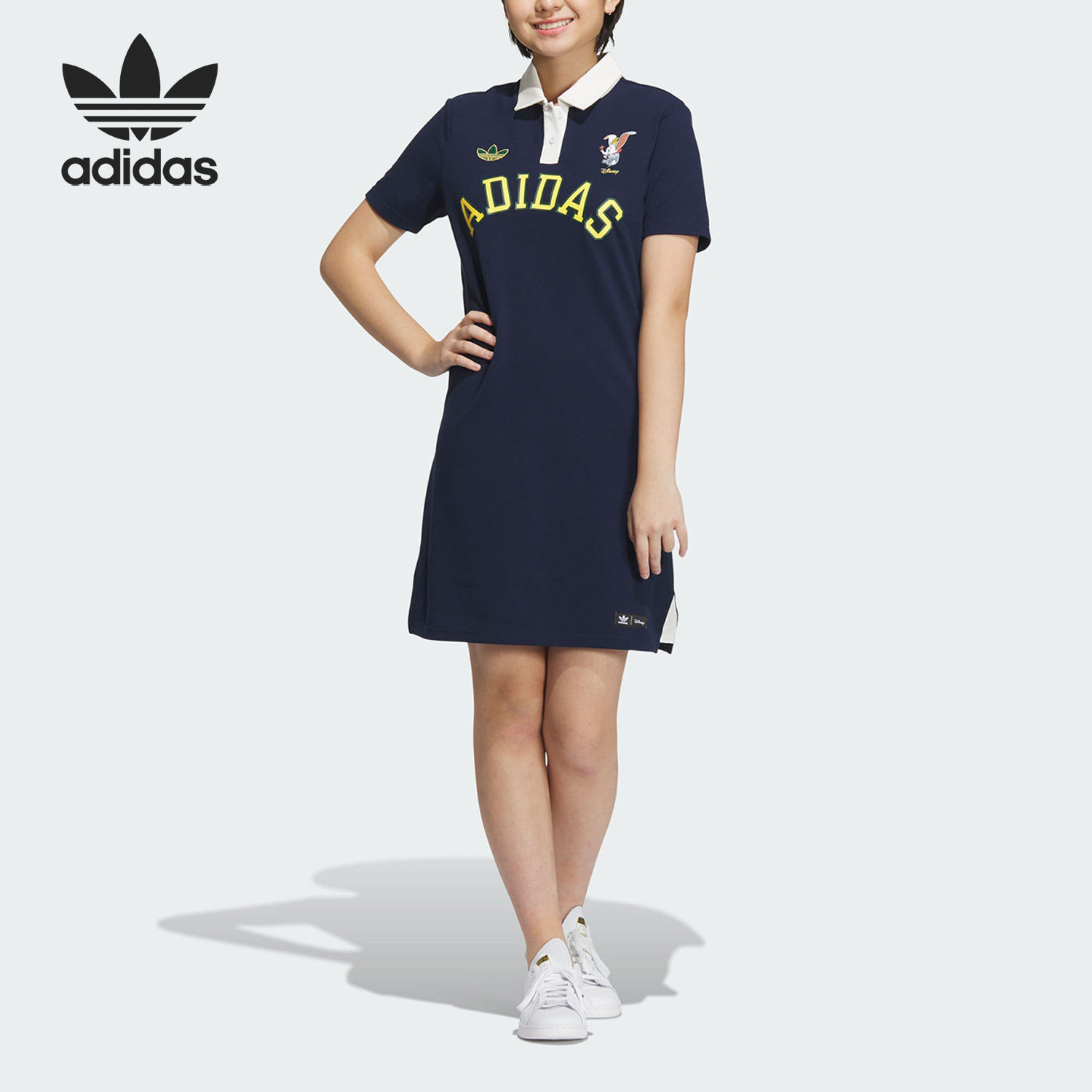 Adidas/阿迪达斯正品三叶草女子运动休闲刺绣连衣长裙IN1057