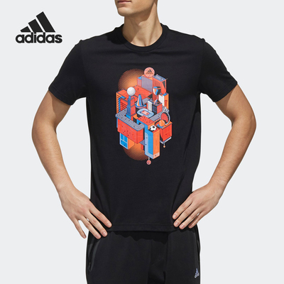 Adidas/阿迪达斯正品ILLUSTRATED TEE男士圆领印花短袖DY8717
