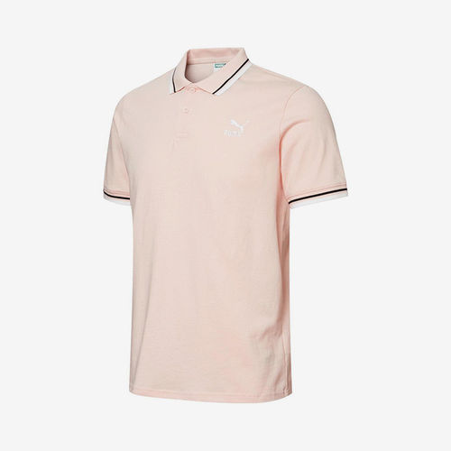 PUMA彪马正品男款撞色刺绣条纹纯色Polo休闲翻领衫532848-27
