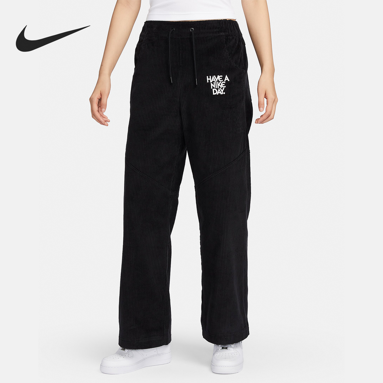 Nike/耐克正品Sportswear女士灯芯绒高腰运动长裤HF0356-010