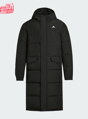 Adidas/阿迪达斯正品冬季男女连帽保暖长款运动休闲羽绒服KF6748