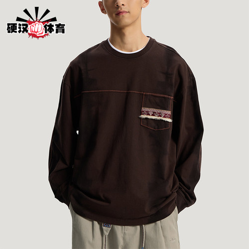 Adidas/阿迪达斯正品三叶草男士复古针织运动宽松长袖T恤KW5672
