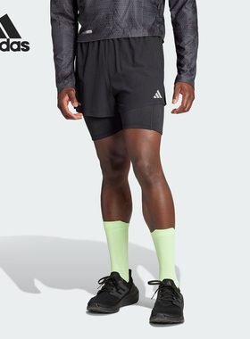 Adidas/阿迪达斯正品当季新款男士跑步运动二合一短裤IL7186