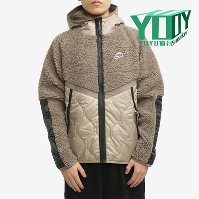 Nike/耐克正品2026男士拼接加绒连帽保暖摇粒绒外套CU4447-040