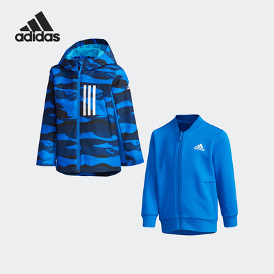 Adidas/阿迪达斯正品当季男小童二合一茄克休闲运动外套DY9228