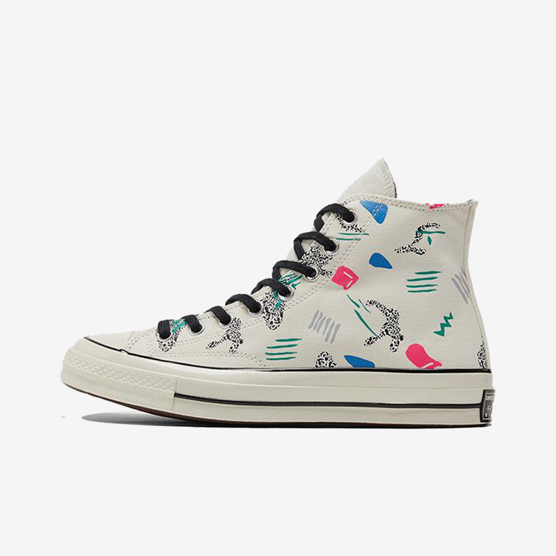 Converse匡威 印花米复古高帮休闲帆布鞋男女同款白多色 170923C