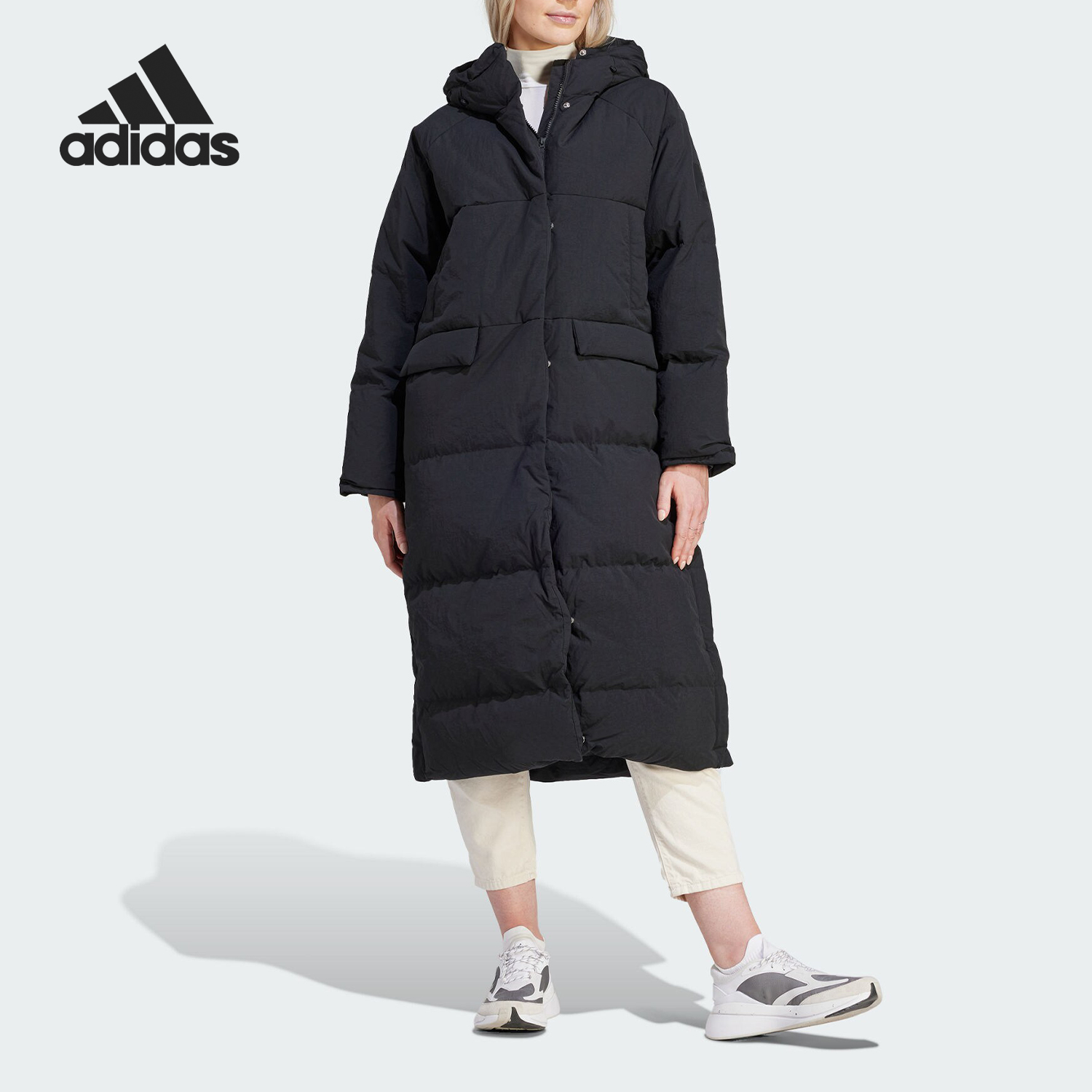 Adidas/阿迪达斯正品冬季女士户外保暖长款运动羽绒服IK3159